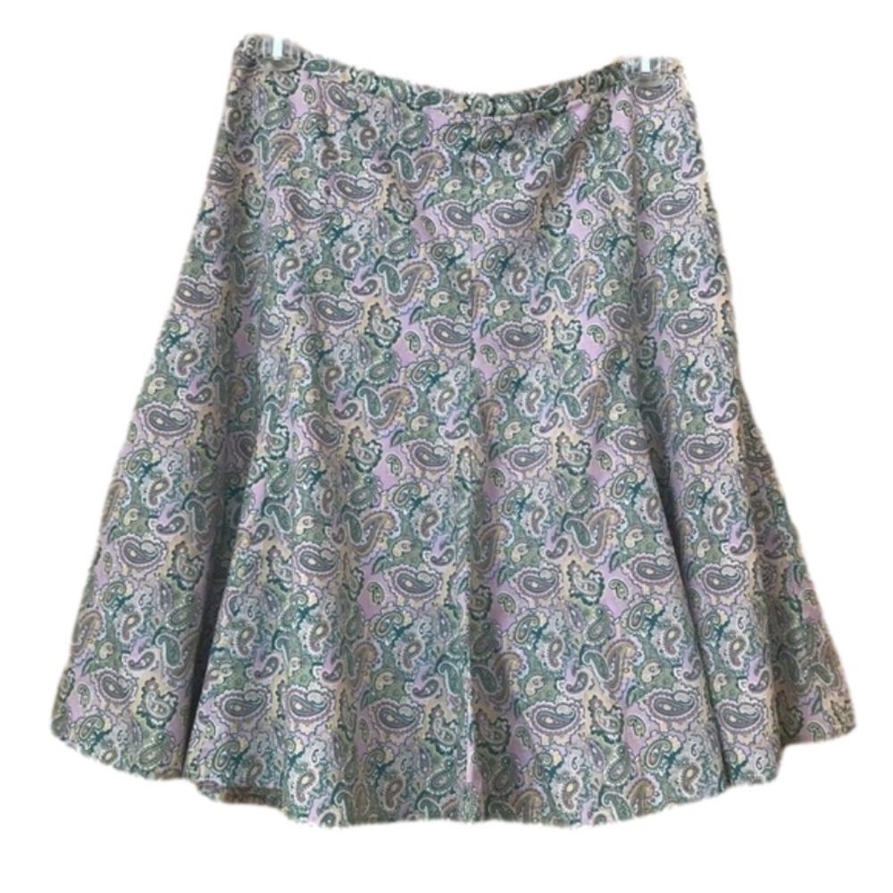 𝅺Villager Liz Claiborne pastel Paisley Print A-line Skirt Size 12